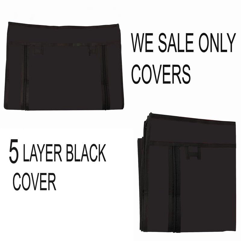 Image of Cover for Shoe Rack Home Only for 5-Layer Portable Foldable Shoe Stand Non Woven Zipper Fabric Cover Black