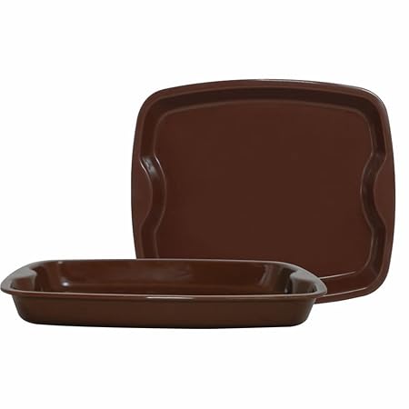 Good Day Small Serving Trays, Colorful Stackable Trays for Serving Tea Snacks Set of 2, Rectangular Brown Color