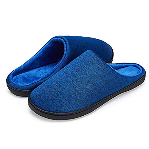 LeKuni Hausschuhe Damen Herren Memory Foam Pantoffeln Hüttenschuhe Filzpantoffeln Puschen Plüsch ,Blau,44/45 EU Cover