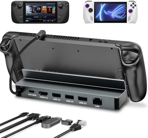 Steam Deck Dock, Base Dock Station 6 em 1 com HDMI 4K @ 60Hz, Eth...