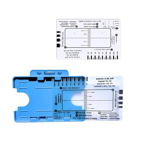 Professionellt fickkort 7-stegs linjal för enkel elektrokardiogram bedömning referensguide effektiv hjärt-dataläsning