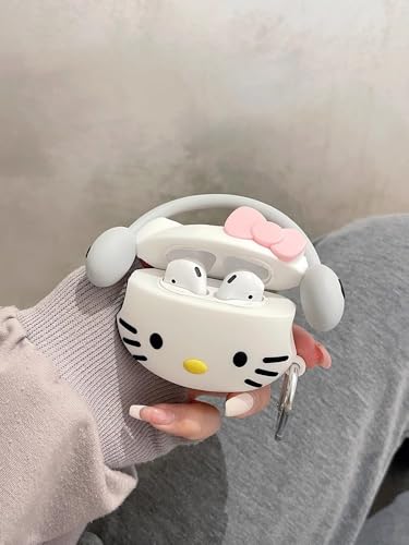 Image of FLORICAN 3D Case for Apple Airpods 4 (2024) Cute Design Suitable ONLY for AirPods 4 / AirPods 4 ANC with Shockproof Full Protection (White Cat) (White Cat)