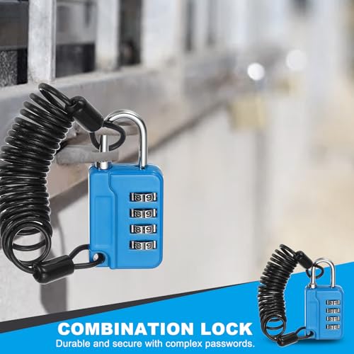 Image of MECCANIXITY Combination Lock, 4 Digit Padlock Combination Outdoor Waterproof Locker Locks with Steel Cable for Gym Luggage Home Sports Hasp Storage, Blue Pack of 2