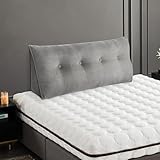 Coussin de tête de lit triangulaire pour repos au lit avec housse amovible Coussin de lecture pour positionnement du dossier – Coussin de lecture pour s'asseoir dans le li (120*50*20 Cm gris)