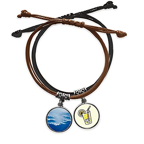 Bracelet corde main ciel gris brouillard en cuir de haute manufacture