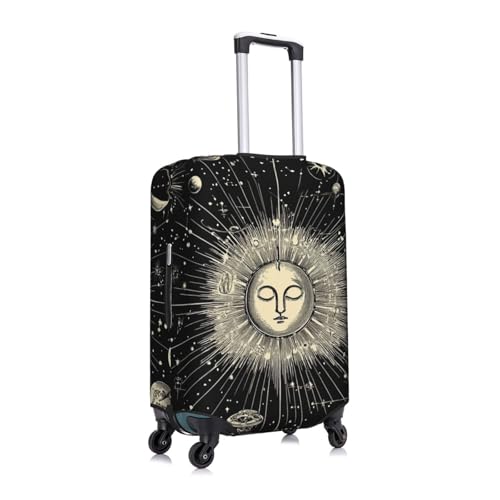 Travel Luggage Suitcase Protector Zipper Closure Baggage Protector for 19-32 inch Suitcase, Anti-Scratch Luggage Case Protective Cover, Washable (Vintage Sun and Moon Star Trail Art)3