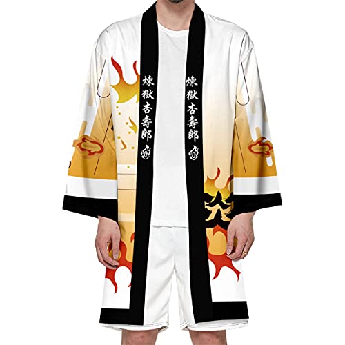 Image of Seidarise Men's Haori, Long Kimono Cardigan Jacket Japanese Style Flying Crane Seven Sleeves Open Front Coat