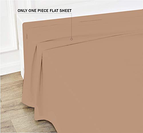 3 Piece Set, Queen Size Pure Cotton 800 Thread Count 3 PCs Set, 1 Piece Flat Sheet and 2 Pillowcase (Taupe, Queen)