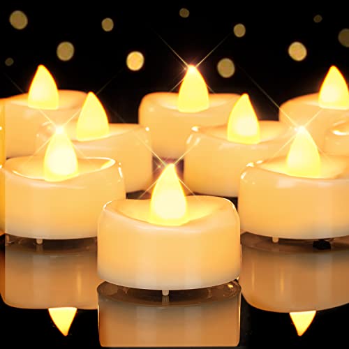 Image of merrynights Flameless Candles, 50 Pack LED Tea Lights Candles Battery Operated, Last 200+ Hrs Flickering Tea Lights, Flameless Tealight Candles for Halloween Diwali Fall Christmas Wedding