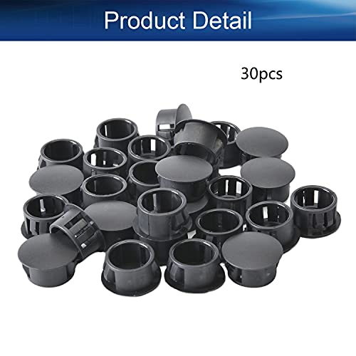 Image of Heyiarbeit 30pcs Hole Plugs 5 /8 inch / 16mm Nylon Plastic Round Snap in Type Locking Hole Tube Furniture Fencing Post Pipe Insert End Caps Black Tone