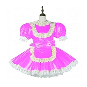 YYCHER Meid Pvc Afsluitbare Cosplay Jurk Uniform Kostuum Op maat gemaakte Sexy Leuke Meid Dress Cosplay Anime Uniform Temptation Sissy Suit 7XL (Kleur: Donker Roze, Maat: M)