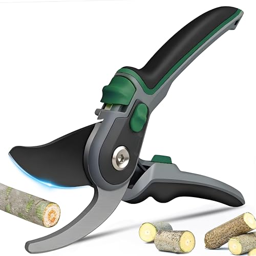 剪定鋏 剪定ばさみ 枝切りバサミ ハンドル調整可 強力 園芸用はさみ 植木ばさみ 握りやすい 錆びにくい ロック収納 (直径23mmまでの枝や花を楽にカット) MIITO 刈り込みばさみ （グレー）