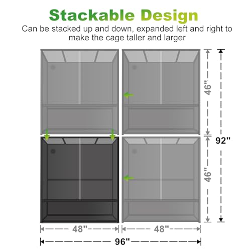 Image of 460 Gallon PVC Reptile Enclosure, 2 Pack 48 inchx24 inchx46 inch Connectable Cage with Kits(96 inchx24 inchx46 inch), Front Sliding Glass Doors with Lock, Stackable Tank for Bearded Dragon Ball Python