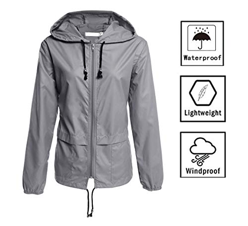 Hount Womans Lightweight Rainwear Active Outdoor Cycling Running Rain Jacket (S, Gray) #TOP3