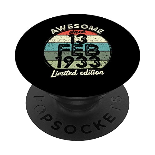 Camiseta de cumpleaños 90 años, 13 de febrero de 1933, 90 cumpleaños PopSockets PopGrip Intercambiable