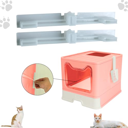 Caja de arena plegable rosa para gato con tapa 20x16x15 pulg miniatura 6