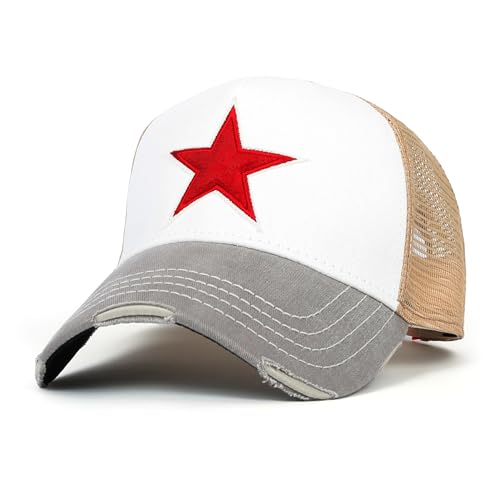 ililily Star Embroidery Black White Trucker Hat Cotton Baseball Cap product thumbnail 17