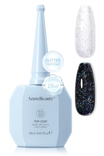 Image of AZUREBEAUTY 18ML Glitter Gel Top Coat | No Wipe Top Coat Gel Polish Reflective Silver Super Shiny UV Decoration Nail Art Sparkle Manicure DIY Nail Art Manicure Gift
