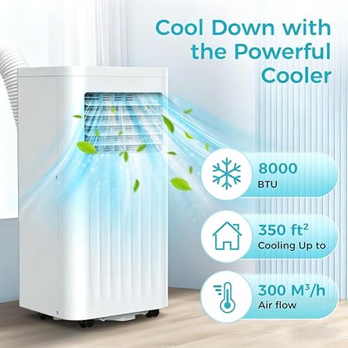 Image of Electactic 8000 BTUs Portable Air Conditioners, 3-IN-1 Portable AC Unit with Cooling, Dehumidification, Fan & Sleep Mode, 24H Timer, Remote Control and Window Kit for Bedroom Home Office