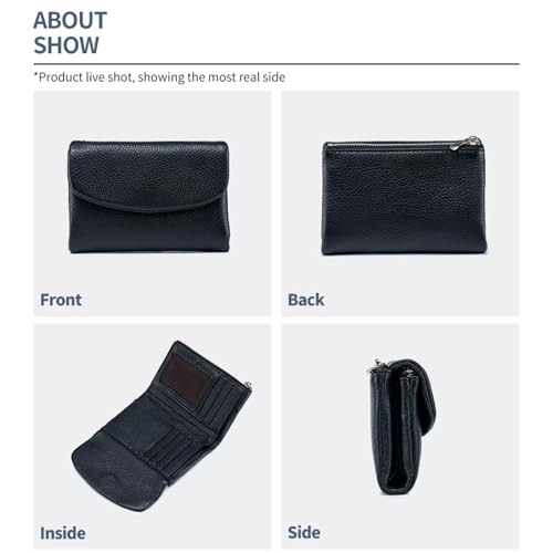 Joyfullygo Wallet - Unisex Pebble Leather Wallet for Cards Coins & Cash, Genuine Leather Compact Organizer (Red)3