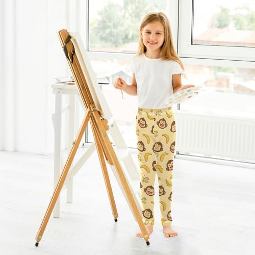 ALAZA Girls' Leggings Children's Yoga Pants Skinny Printed Dance Monkey Lovely Comfortable 4T4