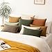 Foindtower Pack of 2, Decorative Linen Solid Throw Pillow Covers Soft Accent Cushion Case Farmhouse Neutral Pillowcase for Chair Couch Sofa Bedroom Living Room Home Decor 20x20 Inch Dark Olive Green