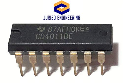 Juried Engineering CD4011BE CD4011B CD4011 CMOS Quad 2-Input NAND Gate Breadboard-Friendly IC DIP-14 (Pack of 10)
