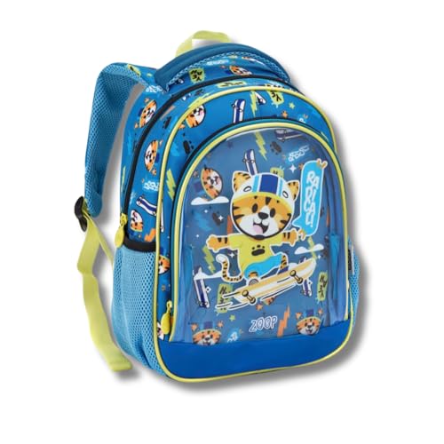 Mochila Costas Creche 13' Bebê Zoop Passeio Escolar Color Kids Azul Tigre Radical