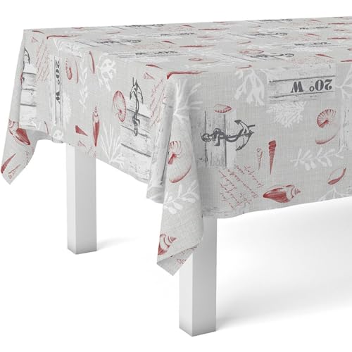 Nappe en toile cirée rectangulaire 180x140 cm Narcea rouge imperméable