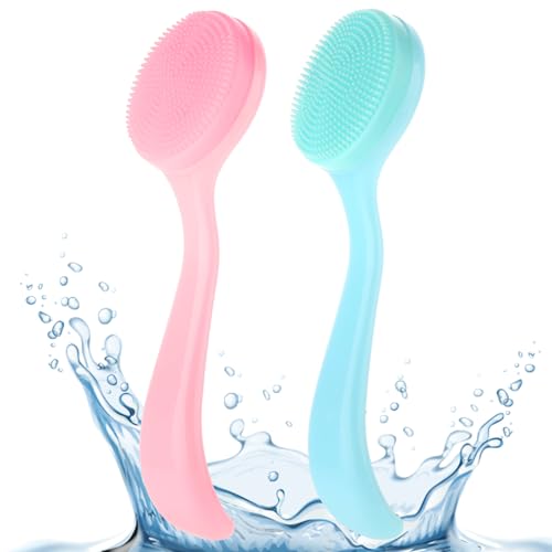 2 cepillos de limpieza facial de silicona para el cuidado de la piel, cepillos de limpieza facial para limpieza y exfoliación, eliminación de residuos de maquillaje