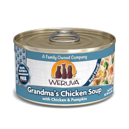 Weruva Classic Cat Food, Grandma’s Chicken Soup with Chicken Breast & Pumpkin in Gravy, 3oz Can (Pack of 24)