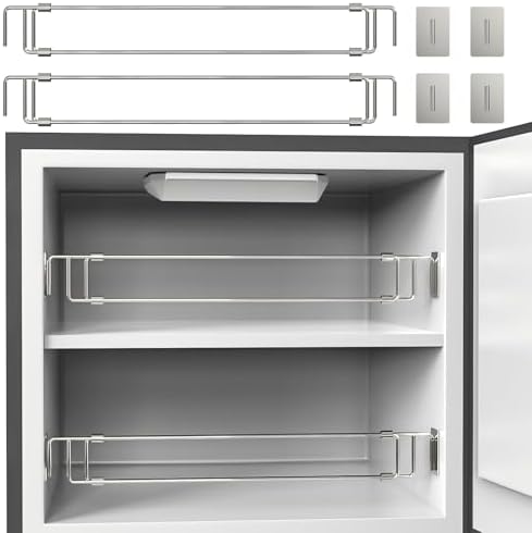 Zubebe 4-Pack Double RV Refrigerator Bars - Adjustable Spring Tension Rods 15.7-27.6 Inch To Prevent Spills (Black)