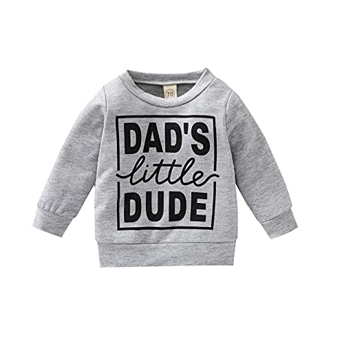Image of Newborn Infant Baby Boys Pullover Dad's Little Dude Sweatshirt Long Sleeve Casual Sweater Fall Clothes