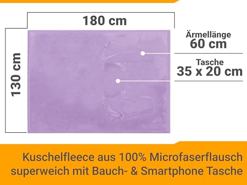 Couverture pull plaid Npluseins lilas 130x180cm avec manches et poche - 4