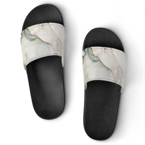 Blue Gold Art Ink Marble PVC Slippers Sandals for Women Men Open Toe Soft Cushioned Non-Slip Sandal for Indoor Outdoor