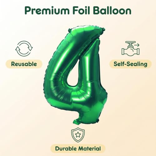 Image of YPSelected 32 Inch Large Foil Helium Number Balloon Birthday Wedding Party 0-9 (Green, 4)