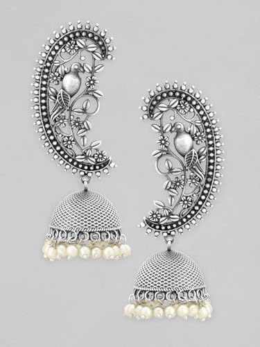 Image of Rubans Ear Cuff Jhumka Earrings Indian Ethnic Jewellery Gift for Women & Girls