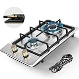 Llamaviva Gas Stove 12 Inch, Propane Cooktop 2 Burner, Porta...