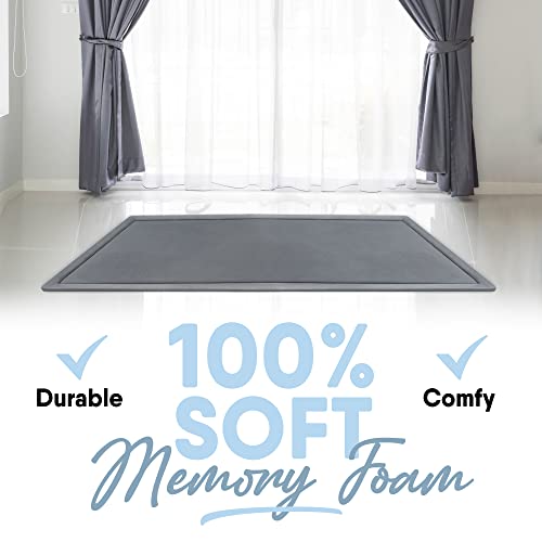 Microdry Memory Foam Area Rug For Living Room, Microfiber Rug With Built In Rug Pad, Fade & Stain Resistant Carpet For Living Room, Kids Room, And Bedroom, 3'X5', Dark Grey #TOP2