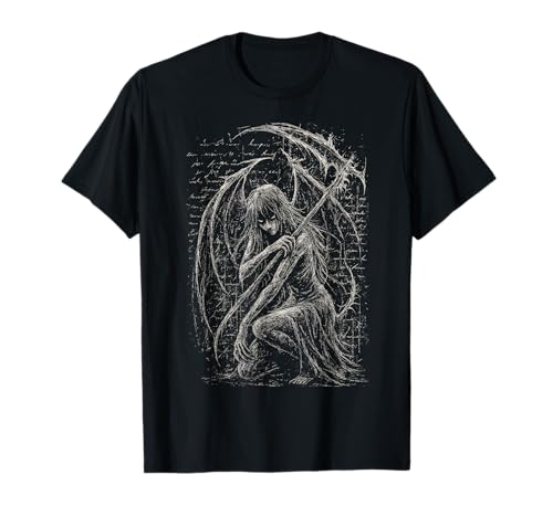 Goth Demon Angel Dark Fallen Scythe Horror Hell Aesthetic T-Shirt