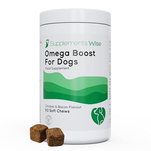 Omega 3 Chews for Dogs - Dog Supplements for Itchy Skin - 90 Chicken & Bacon Flavour Omega 3 Supplements with Salmon Oil - Dog Fish Oil Treats - Easy to Feed Itch and Allergy Chews