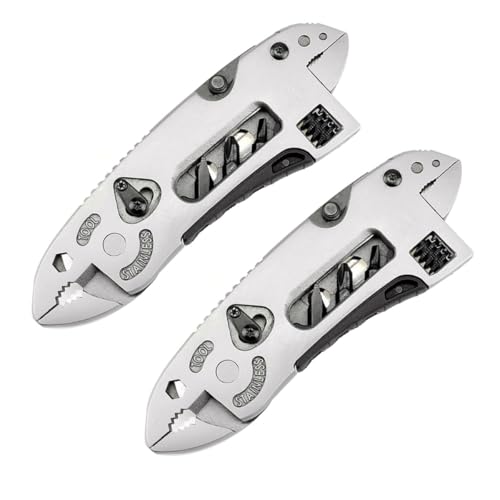 SHOWERORO Alicates Multifuncionales Portátiles 2 Piezas de Acero Inoxidable para Camping y Exteriores, Llave Multiusos Compacta Ligera Cortador de Alambre para Equipo de Supervivencia