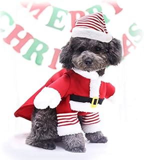 Idepet Pet Christmas Costume,Xmas Dog Cosplay Outfit Cute Santa Claus Puppy Kitty Party Clothes Cat New Year Funny Dress Up Pet Parties Apparel Suits