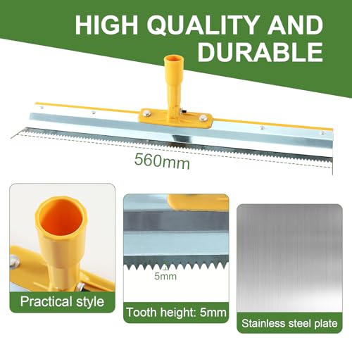 TINMAGI Bodenbeschichtung Entlüftungsroller Set, Profi Entlüftungs Set mit Entlüftungswalze 11 mm, Nagelschuhe 30 mm, Teleskopstange 160 cm, Stehrakel Großflächenrakel, für Ausgleichsmasse Boden