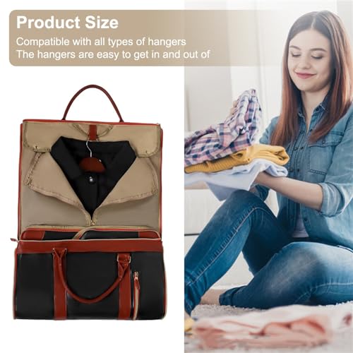 Suit Storage Bag PU Garment Bag Convertible Garment Duffle Bag with Shoes Garment Bags for Travel, Business(Black)2