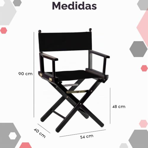 Miniatura 3 de Zstyle Silla De Director Plegable De Madera, 90 Cm De Altura, 54 Cm De Ancho, 48 Cm De Profundidad, Color Negro Palo Caoba - Tela Azul