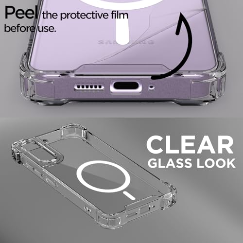 Image of Amazon Basics Back Cover for Samsung Galaxy S21 Fe 5G Mag-Safe Shockproof PC + TPU Protective Case Magnetic Support Bumper Case (Transparent Mag-Safe)