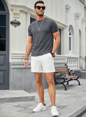 JMIERR Men's Casual 5"/ 7" Shorts Waffle Elastic Waist Drawstring Workout Running Jogging Beach Sweat Shorts with Pockets3