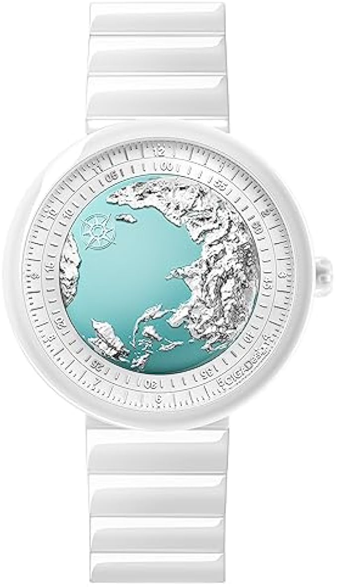 CIGA Design Women's Automatic Watch - U Series Blue Planet Ice Age Sapphire Crystal Ceramics Strap Exquisite Timepiece