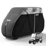 YSPACE Heavy Duty 600D Golf Cart Cover for 2+2 Passengers, Fits EZGO, Club Car, Yamaha, Waterproof, Reflective Strips, Triple Windproof Buckles